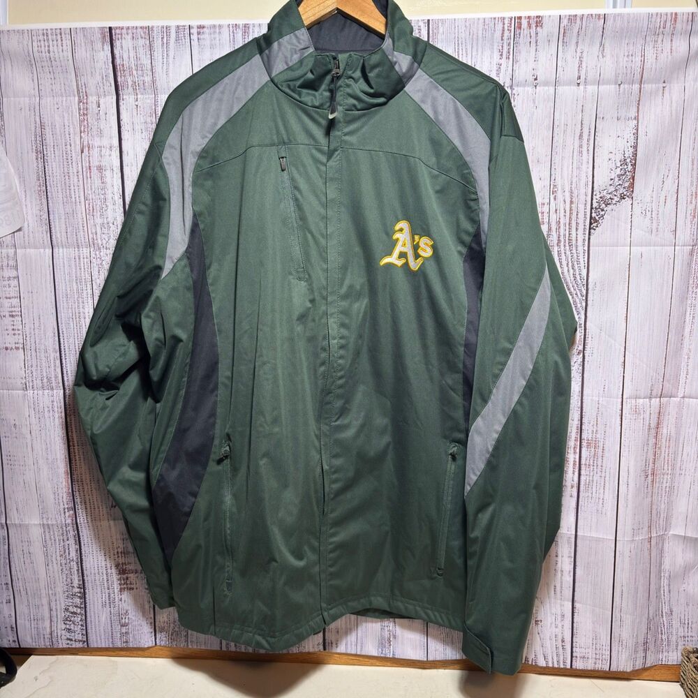 Oakland Athletics A’s MLB Antigua Full Zip Jacket Green Gray Mens XL